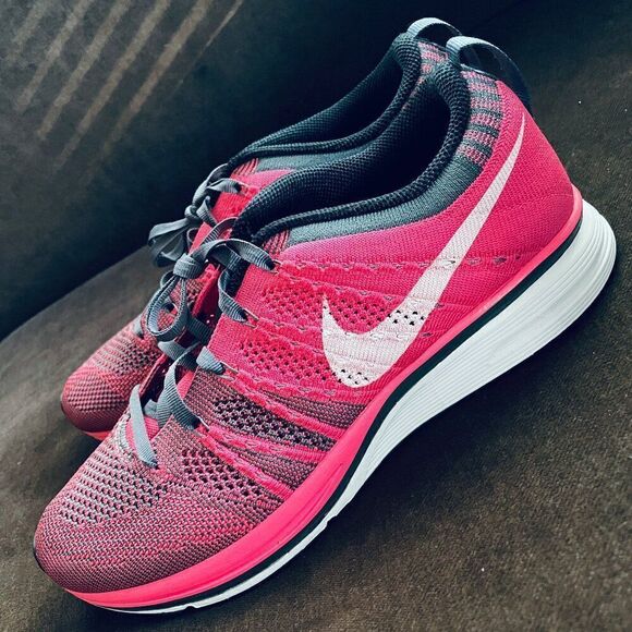 NEW Nike Flyknit Trainer Men's Shoes Flash Pink Grey Charcoal 6.5 US 532984-611 - Picture 8 of 15